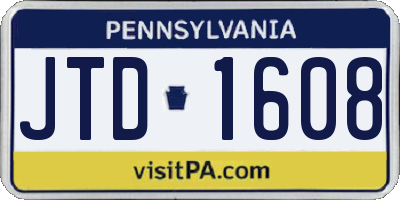 PA license plate JTD1608