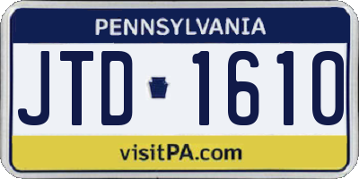 PA license plate JTD1610