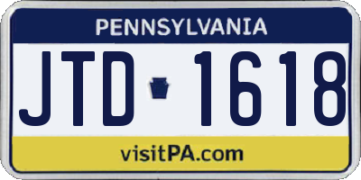 PA license plate JTD1618