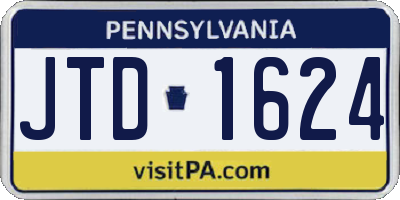 PA license plate JTD1624