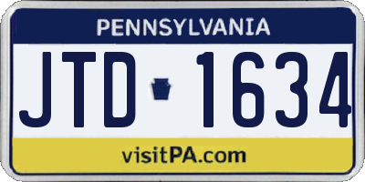 PA license plate JTD1634