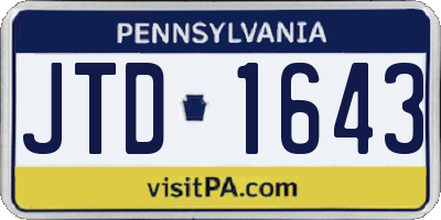 PA license plate JTD1643