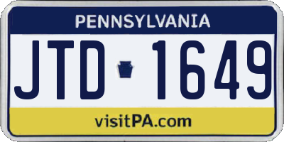PA license plate JTD1649