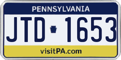 PA license plate JTD1653