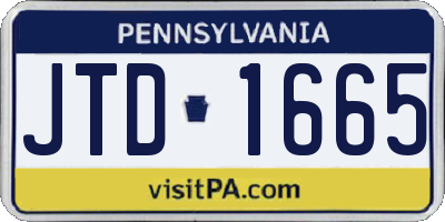 PA license plate JTD1665