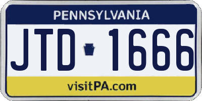 PA license plate JTD1666