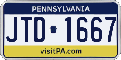 PA license plate JTD1667