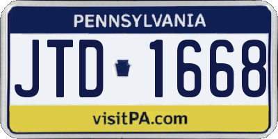 PA license plate JTD1668