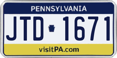 PA license plate JTD1671