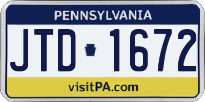PA license plate JTD1672