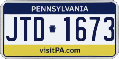 PA license plate JTD1673