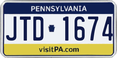PA license plate JTD1674
