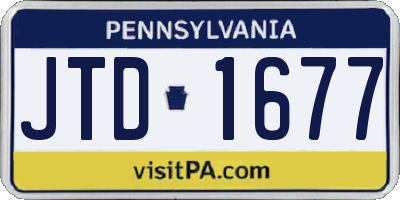 PA license plate JTD1677