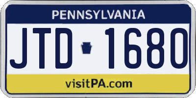 PA license plate JTD1680
