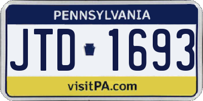 PA license plate JTD1693