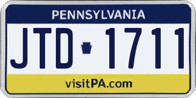 PA license plate JTD1711