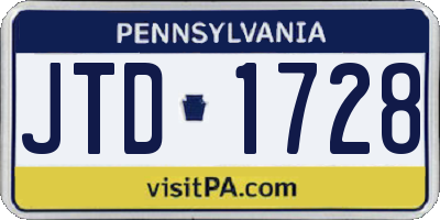 PA license plate JTD1728
