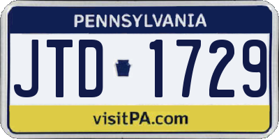 PA license plate JTD1729