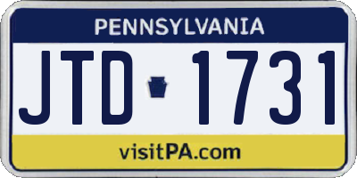 PA license plate JTD1731