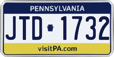 PA license plate JTD1732