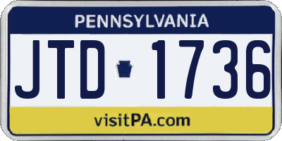 PA license plate JTD1736