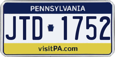 PA license plate JTD1752