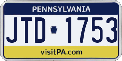 PA license plate JTD1753