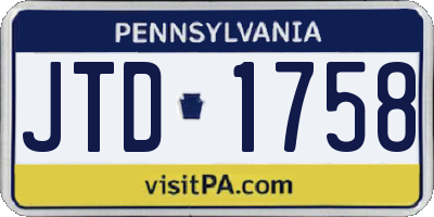PA license plate JTD1758