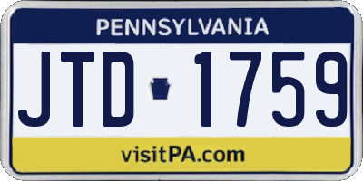 PA license plate JTD1759