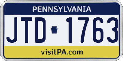 PA license plate JTD1763