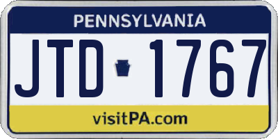 PA license plate JTD1767
