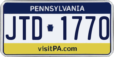 PA license plate JTD1770