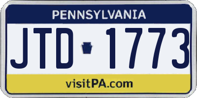 PA license plate JTD1773