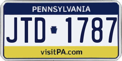 PA license plate JTD1787