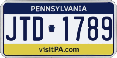 PA license plate JTD1789
