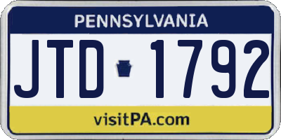 PA license plate JTD1792
