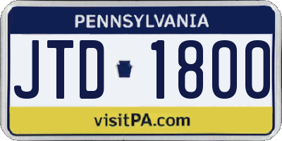 PA license plate JTD1800