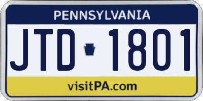 PA license plate JTD1801
