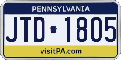 PA license plate JTD1805