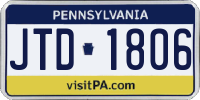 PA license plate JTD1806