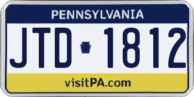 PA license plate JTD1812