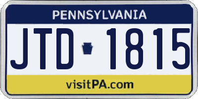 PA license plate JTD1815