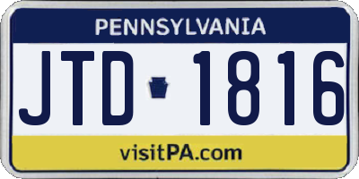 PA license plate JTD1816