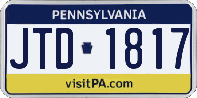 PA license plate JTD1817