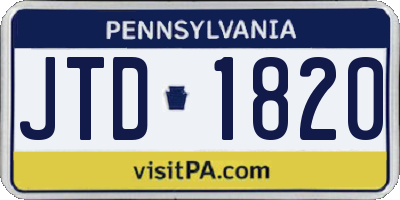 PA license plate JTD1820