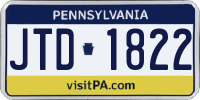 PA license plate JTD1822