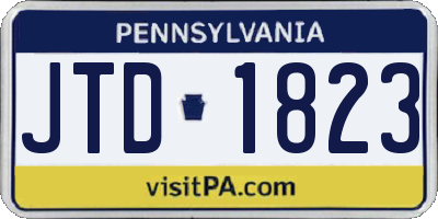 PA license plate JTD1823