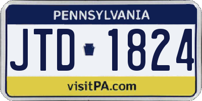 PA license plate JTD1824