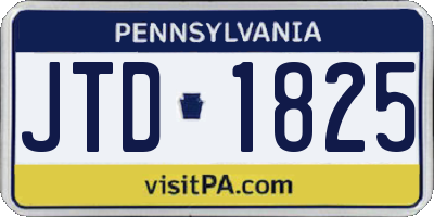 PA license plate JTD1825