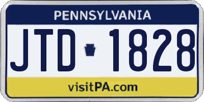 PA license plate JTD1828
